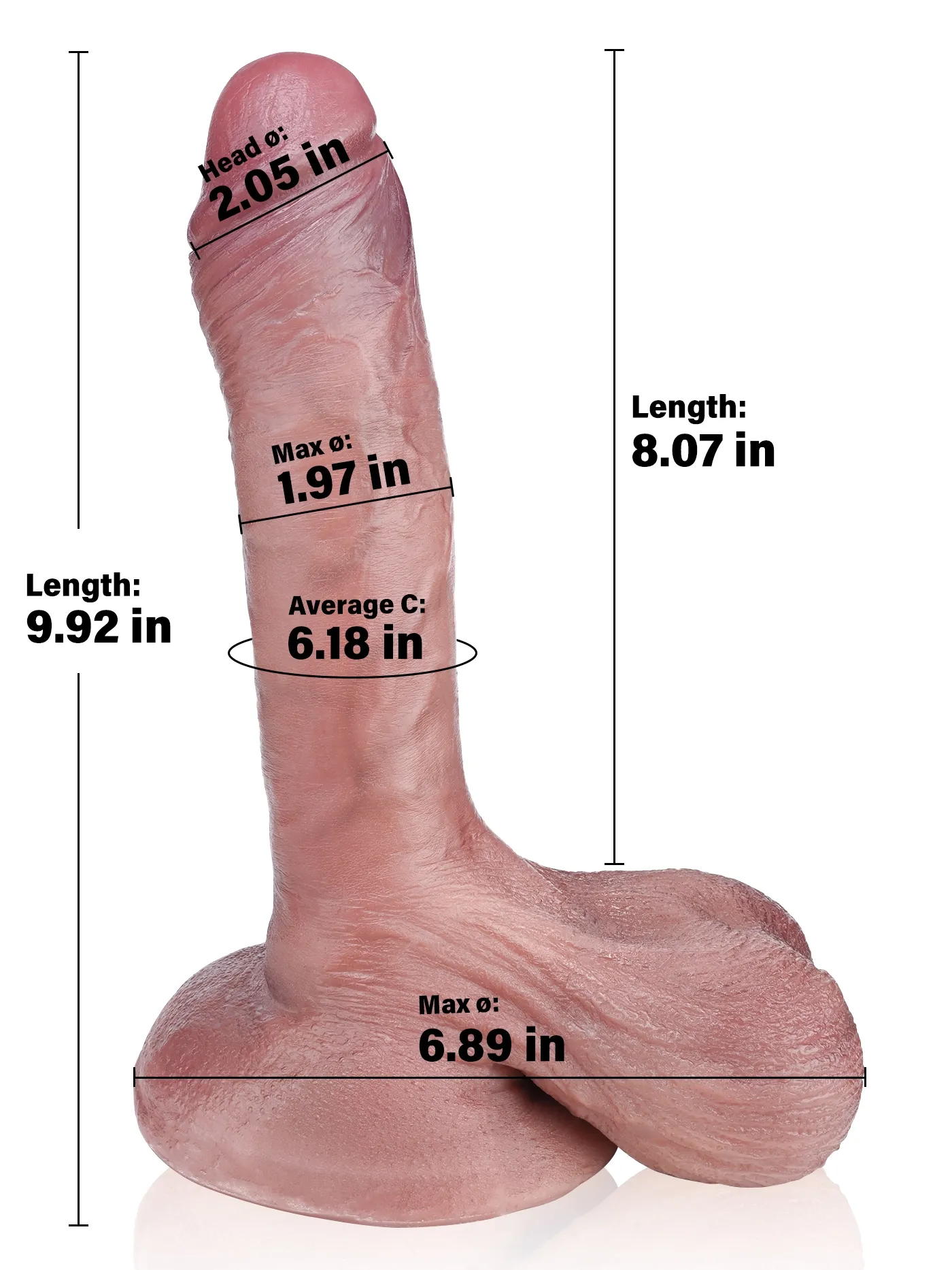 Bairre 9.92" x 1.97" Brown Ultra Lifelike Long Dildo With Hanging Balls