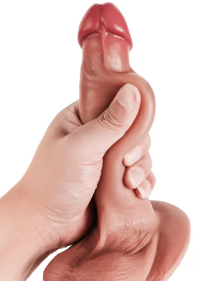 Leander 6.89" x 1.69" Sliding Skin Dildo With Moving Balls & Suction Cup