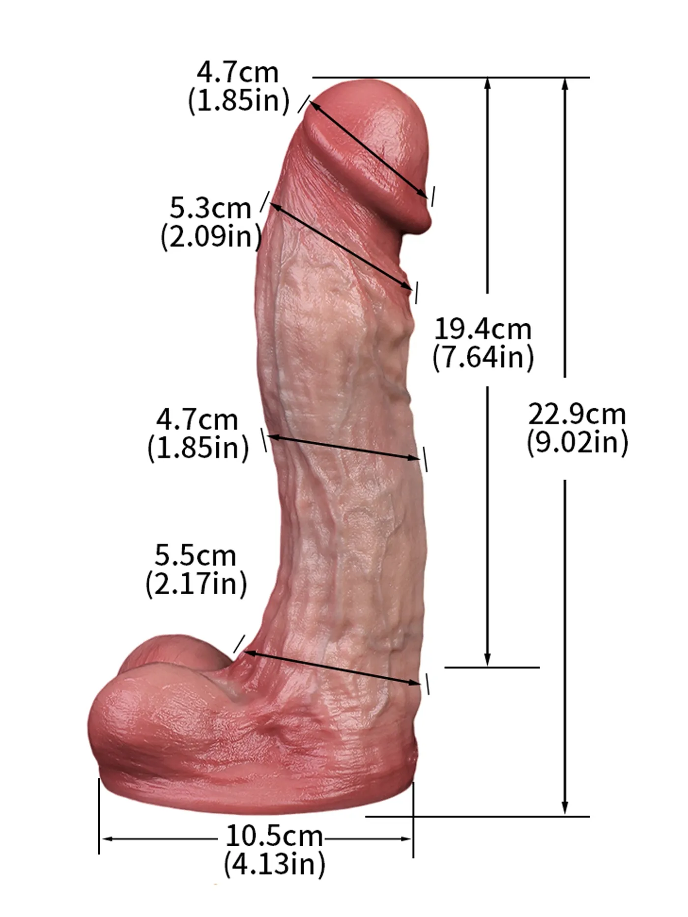 Luxe 9.02" x 1.85" Large Soft Realistic Silicone Dildo