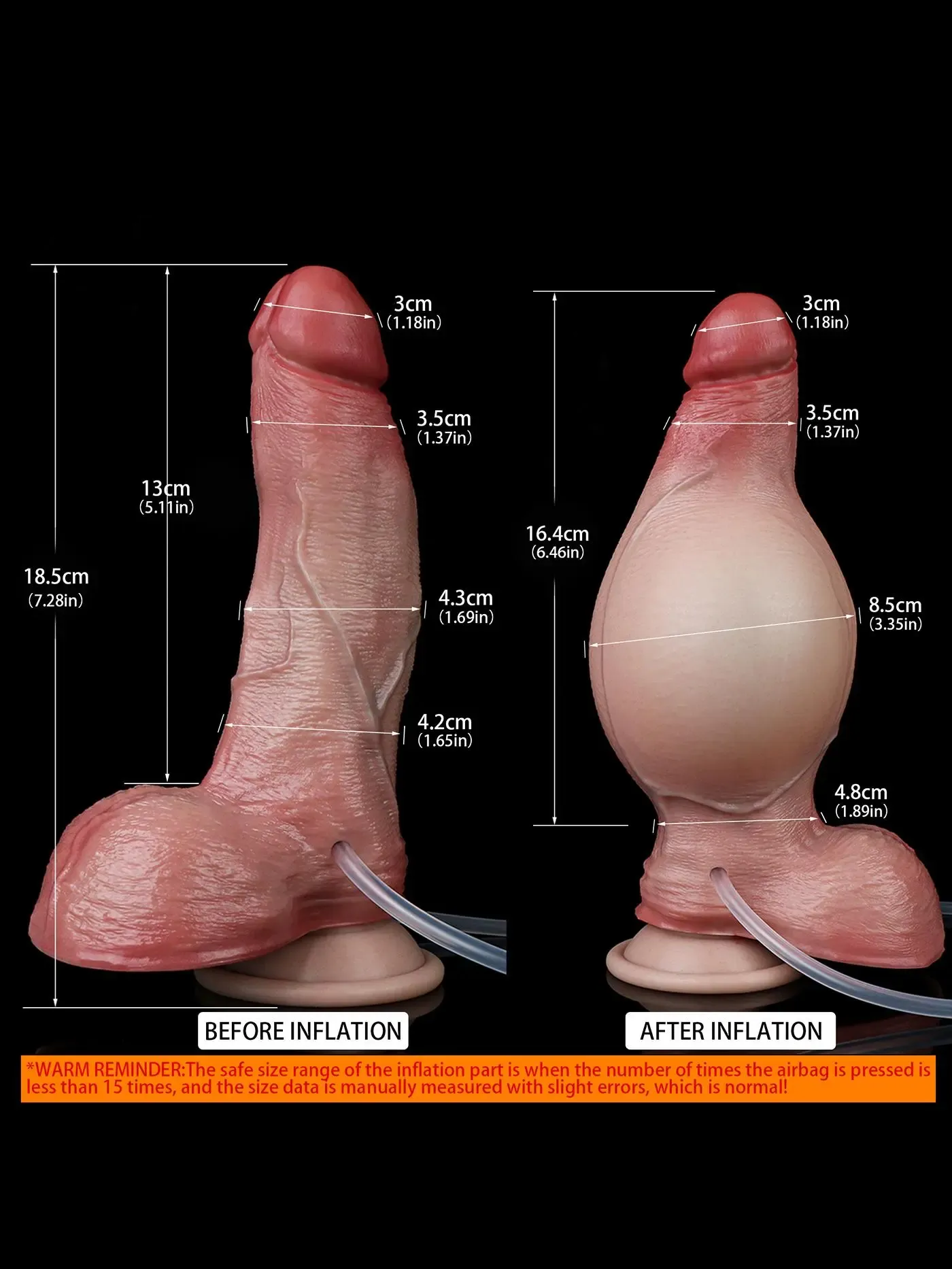 James 7.28″ x 1.69″ Realistic Soft Inflatable Ejaculating Dildo