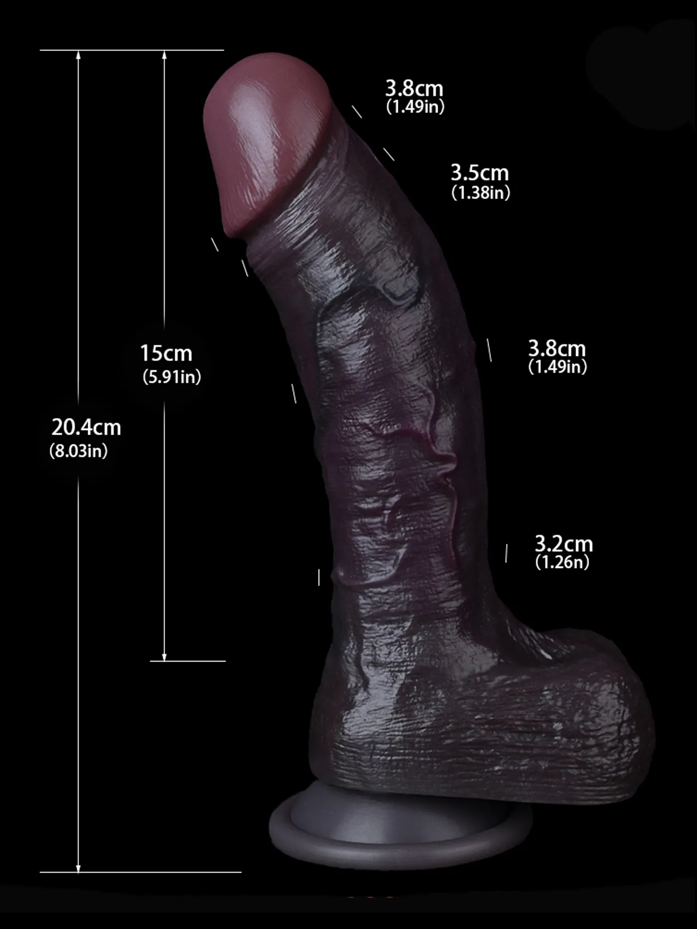 Jamal 8.03" x 1.49" Black Soft Skin Dual Density Dildo