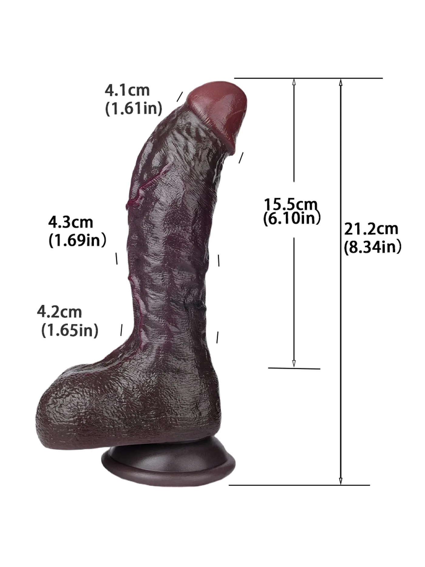 Kofi 8.34" x 1.69" Realistic Black Soft Dual Density Dildo