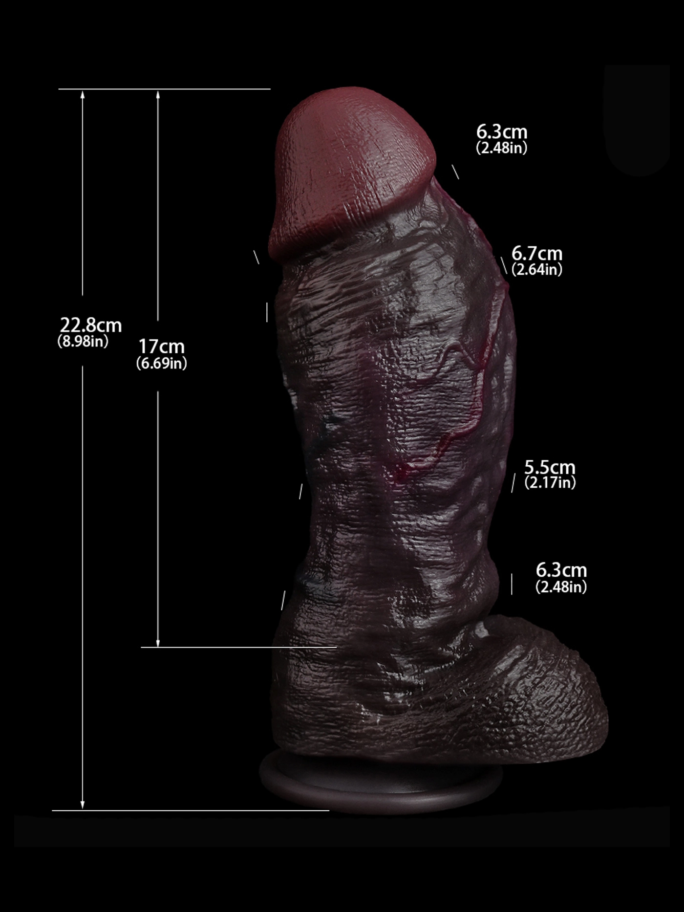 Amari 8.98" x 2.64" Realistic Black Thick Dual Density Dildo