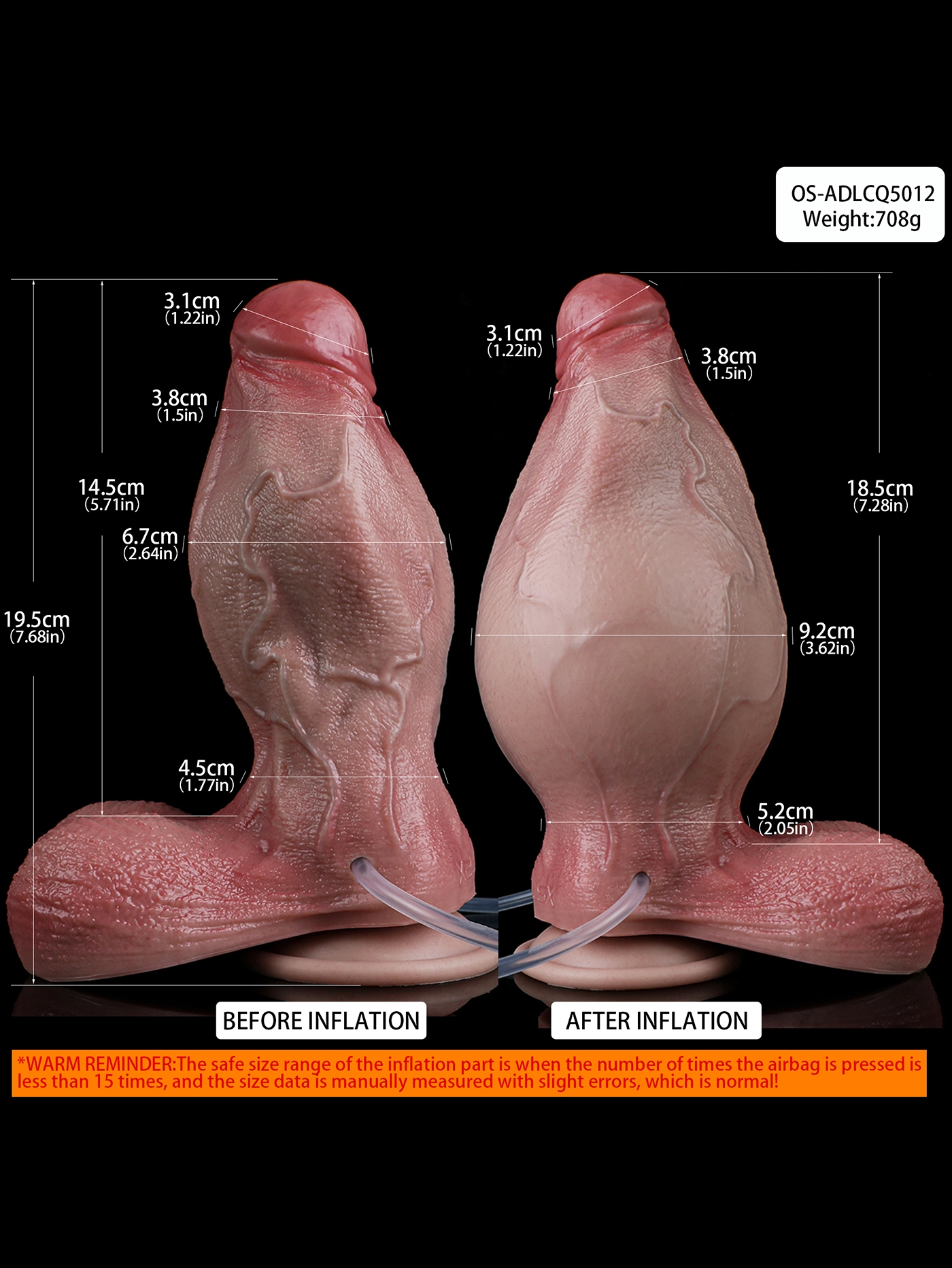 William 7.68″ x 2.64″ Lifelike Huge Inflatable ejaculating Dildo