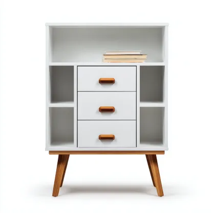 Bibliothèque en bois 90x40x120 cm - blanc - style scandinave-Craftete