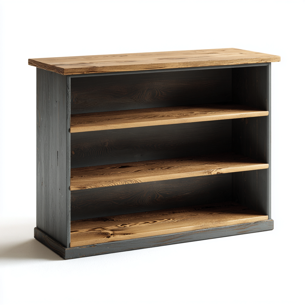 Bibliothèque basse en bois 100x35x80 cm - gris - style rustique-Craftete