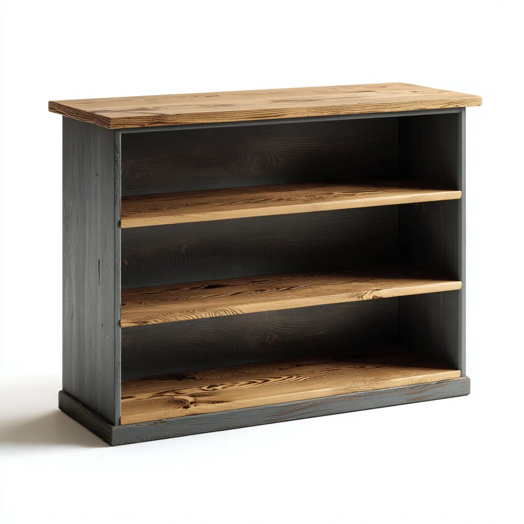 Bibliothèque basse en bois 100x35x80 cm - gris - style rustique-Craftete
