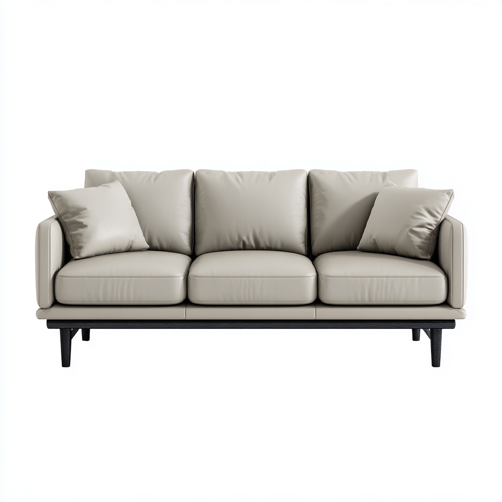 Canapé 3 places cuir véritable 215x90x85 cm - beige - design contemporain-Craftete