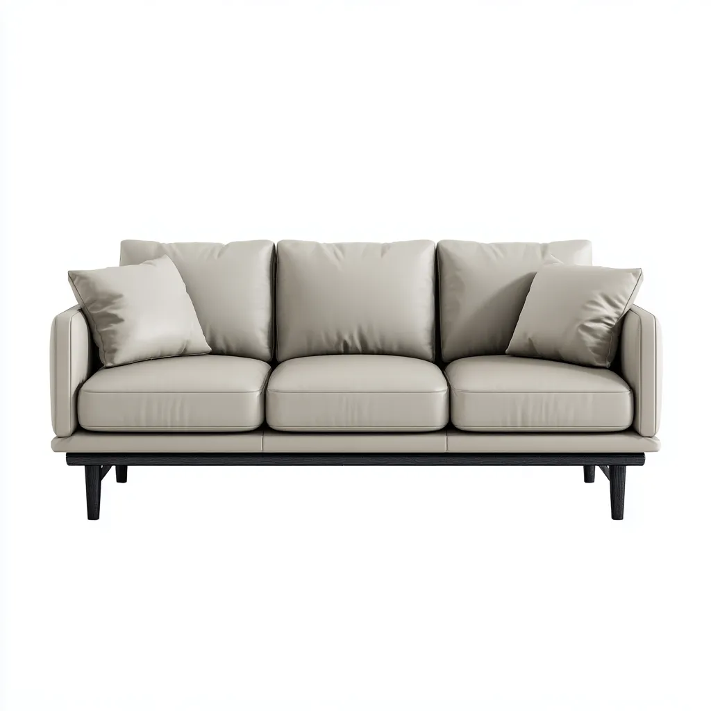 Canapé 3 places cuir véritable 215x90x85 cm - beige - design contemporain-Craftete