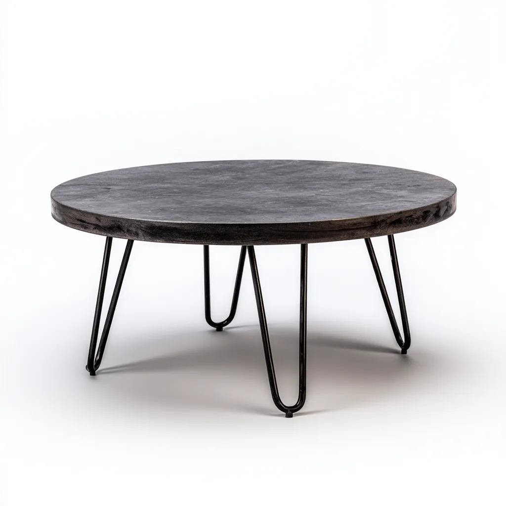 Table basse bois et métal 80x80x40 cm - gris - style industriel-Craftete