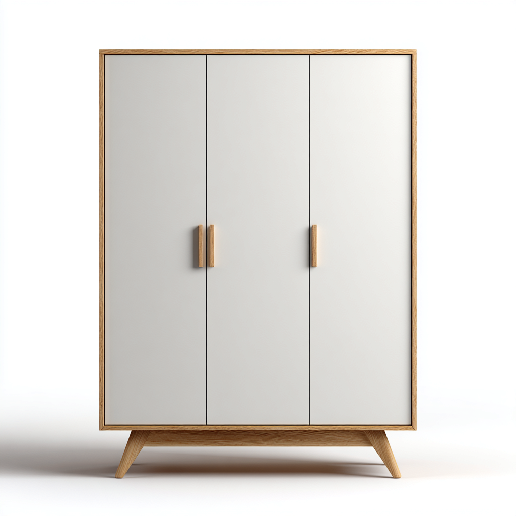 Armoire en bois 150x55x190 cm - blanc-chêne - scandinave-Craftete