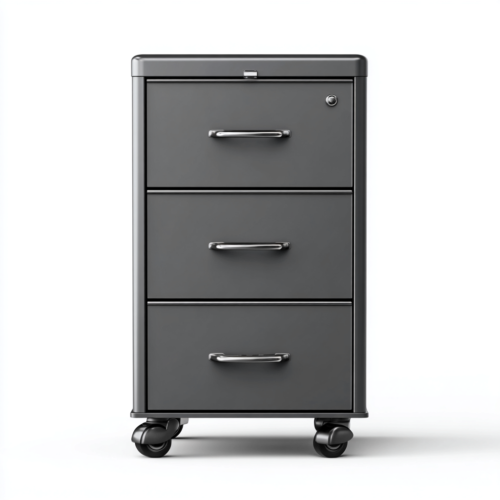 Armoire de bureau en métal avec roulettes 45x40x85 cm - gris - style moderne-Craftete