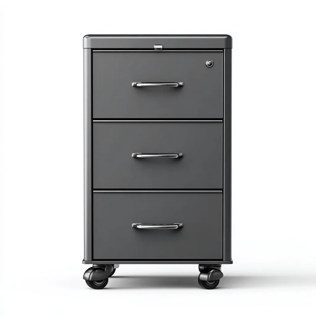 Armoire de bureau en métal avec roulettes 45x40x85 cm - gris - style moderne-Craftete