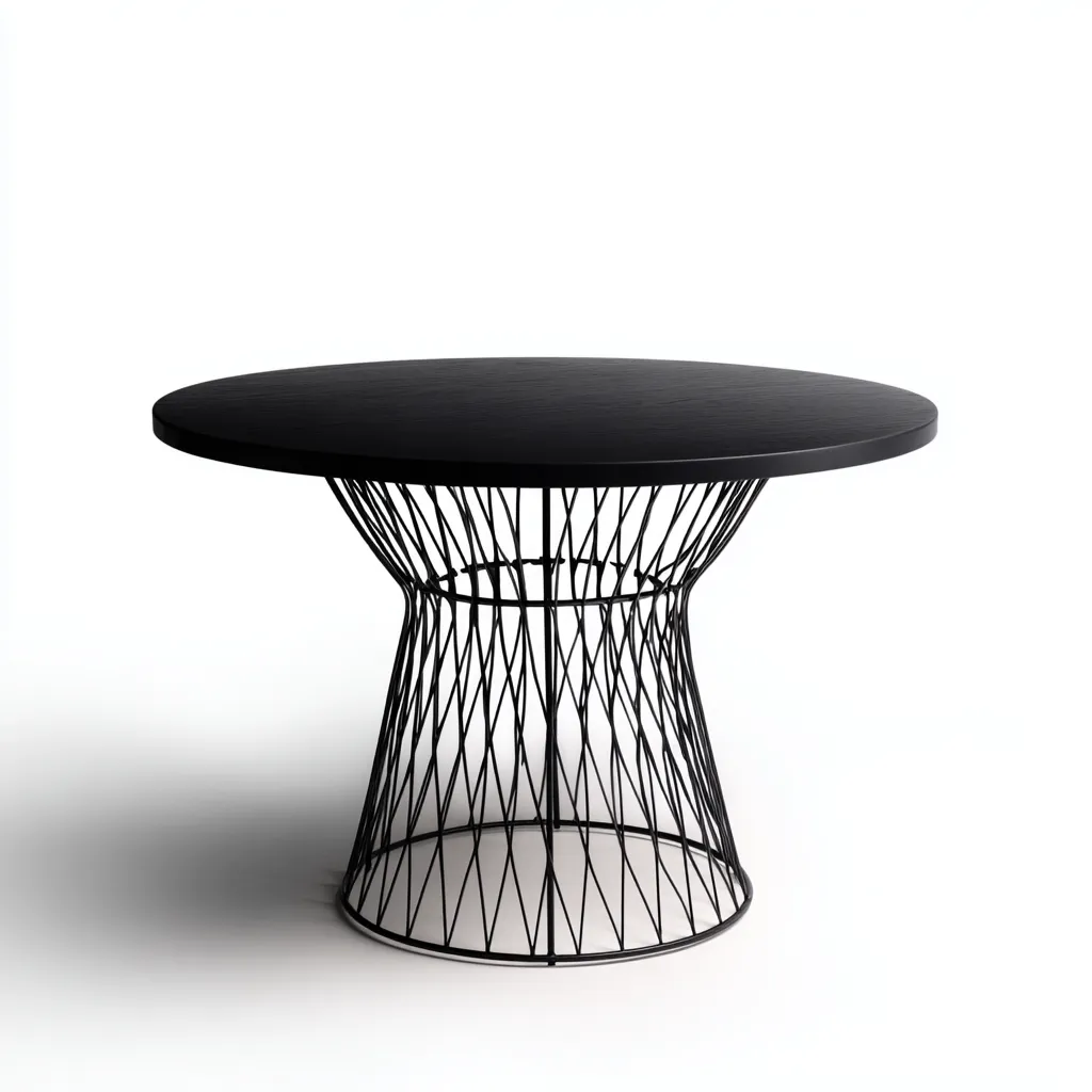 Table de jardin en acier - 120x120x75 cm - noir - style moderne-Craftete