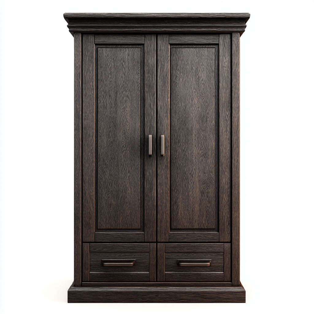 Armoire en bois massif 110x55x190 cm - marron - style classique-Craftete