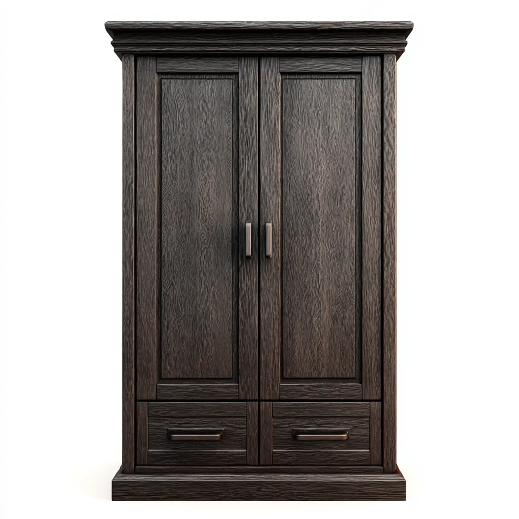 Armoire en bois massif 110x55x190 cm - marron - style classique-Craftete