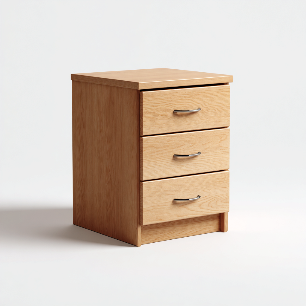 Armoire de bureau en bois à trois tiroirs 45x40x85 cm - beige - style classique-Craftete