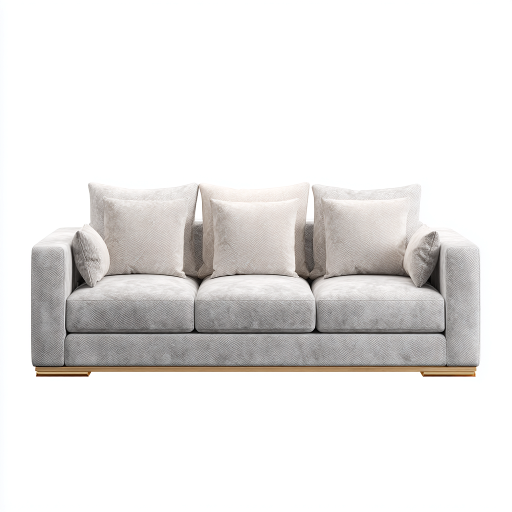 Canapé 3 places tissu doux 210x90x85 cm - gris clair - design moderne-Craftete