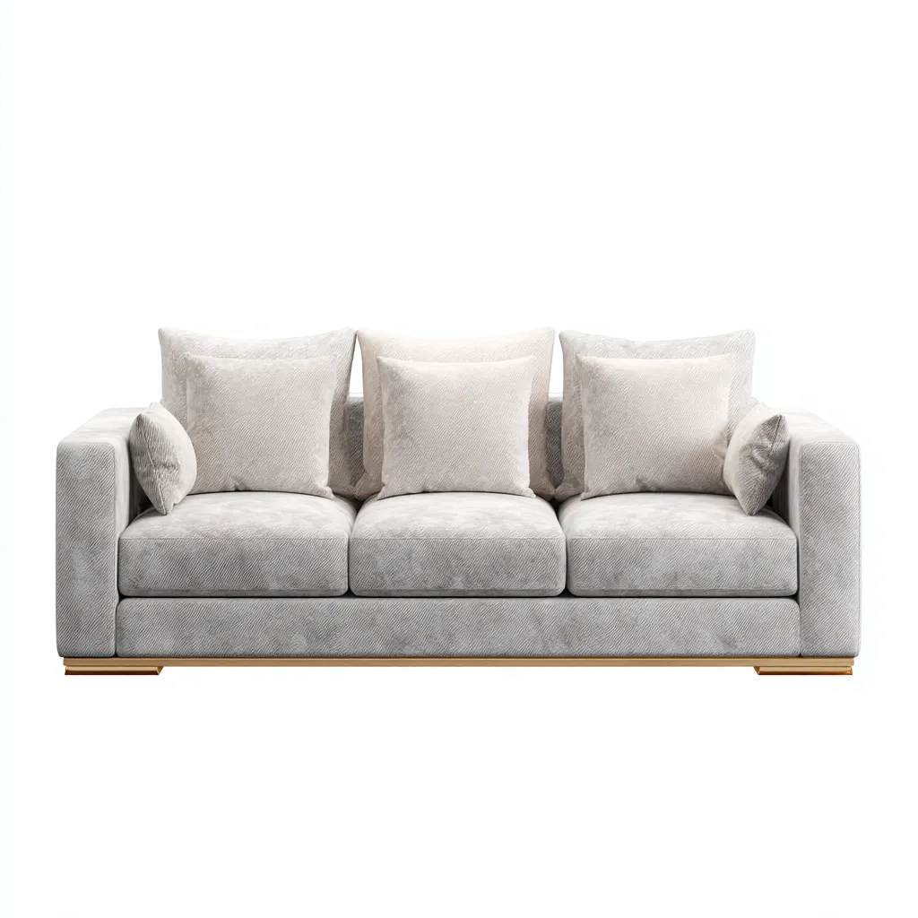 Canapé 3 places tissu doux 210x90x85 cm - gris clair - design moderne-Craftete