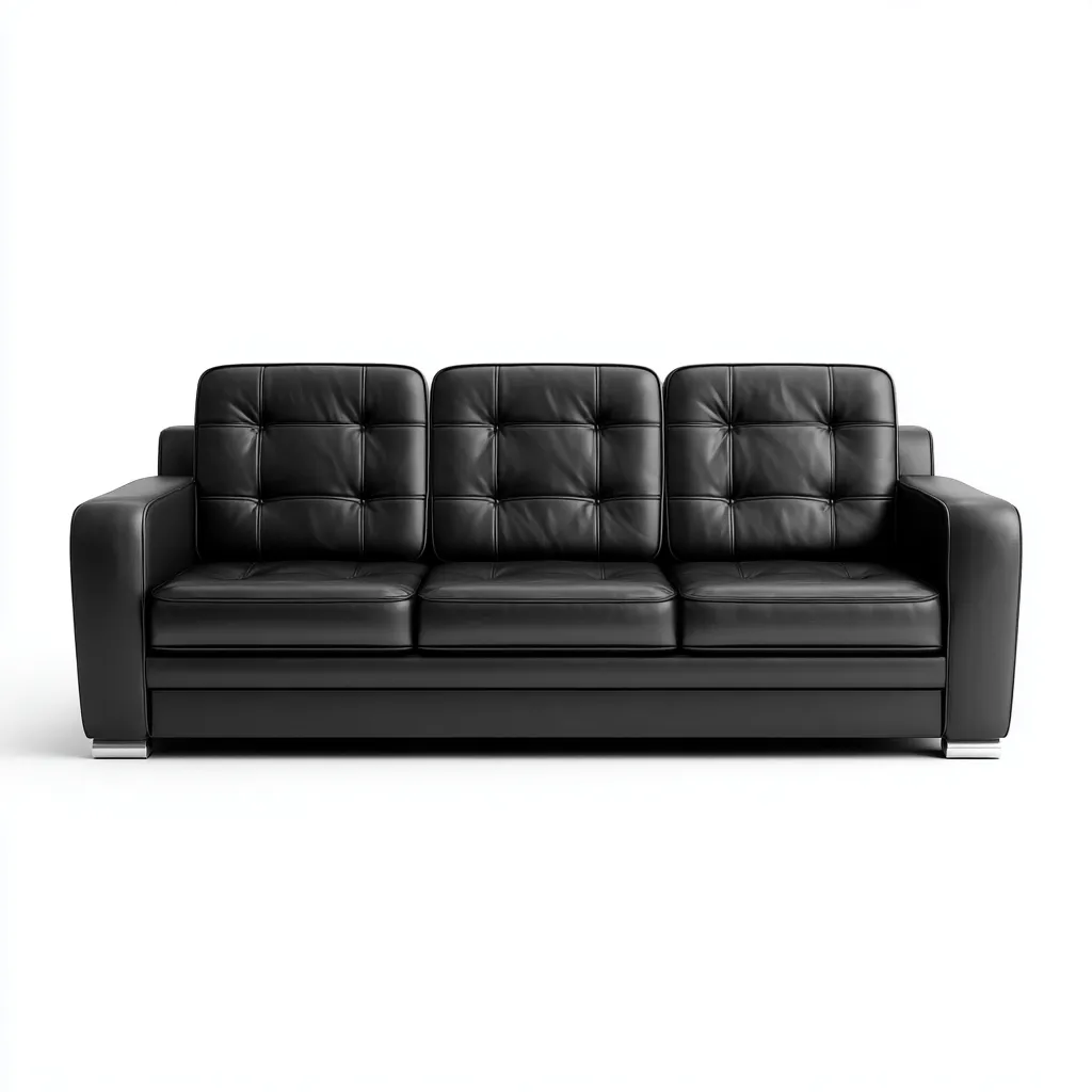 Canapé 3 places cuir véritable 215x92x85 cm - noir - design contemporain-Craftete