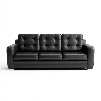 Canapé 3 places cuir véritable 215x92x85 cm - noir - design contemporain-Craftete