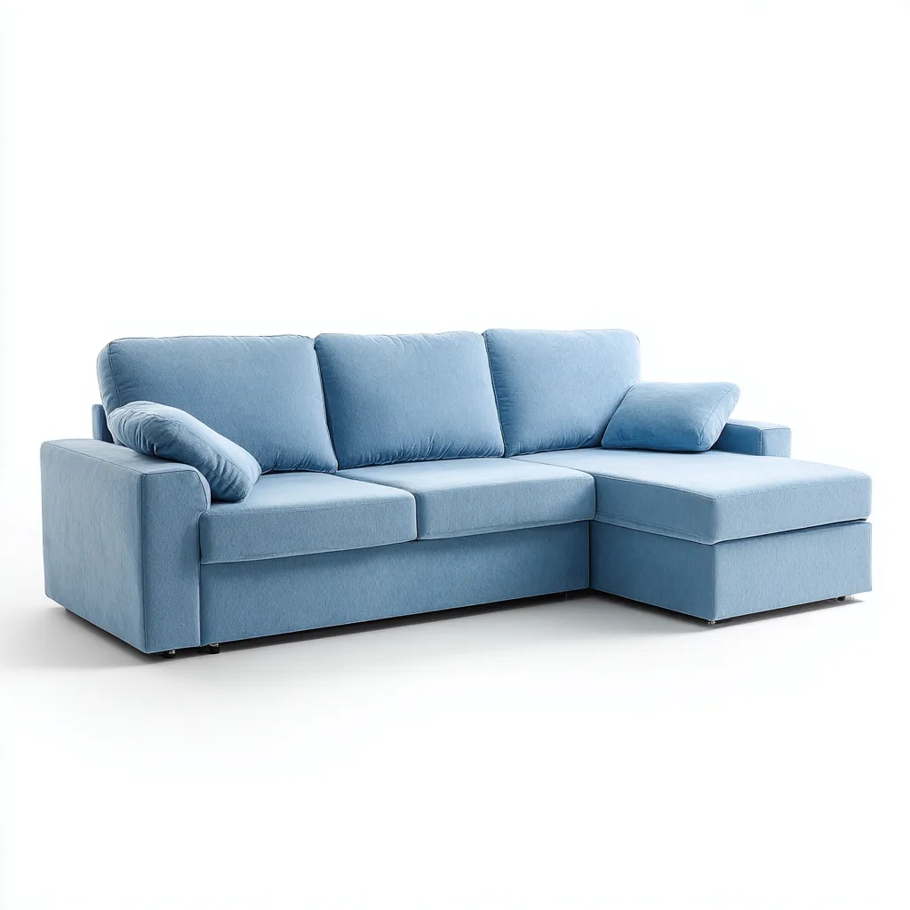 Canapé d'angle en tissu 260x170x85 cm - bleu - style contemporain confortable-Craftete