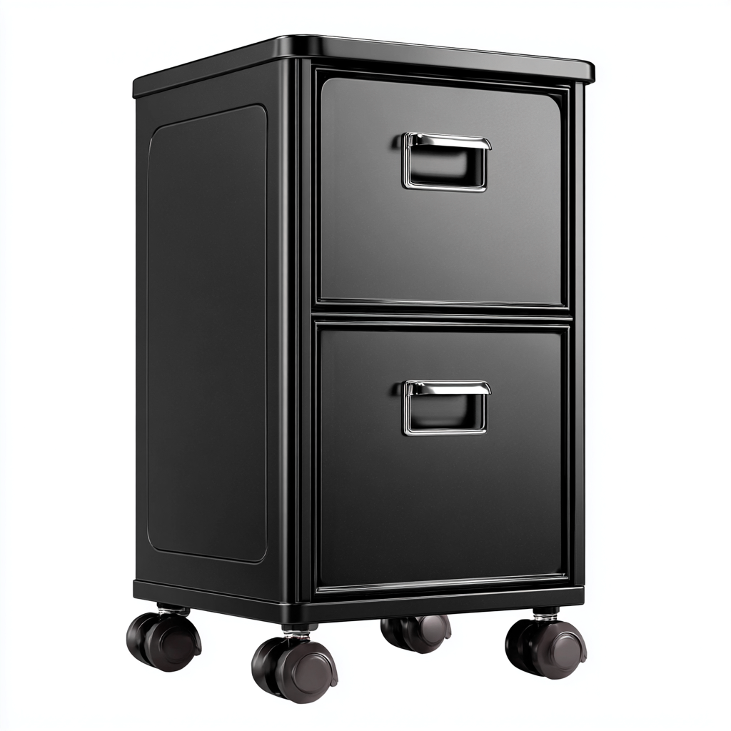 Armoire de bureau en métal 40x50x70 cm - noir - style industriel moderne-Craftete