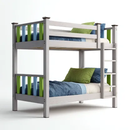 Lit superposé bois 200x100x160 cm - gris clair - structure robuste - style contemporain-Craftete