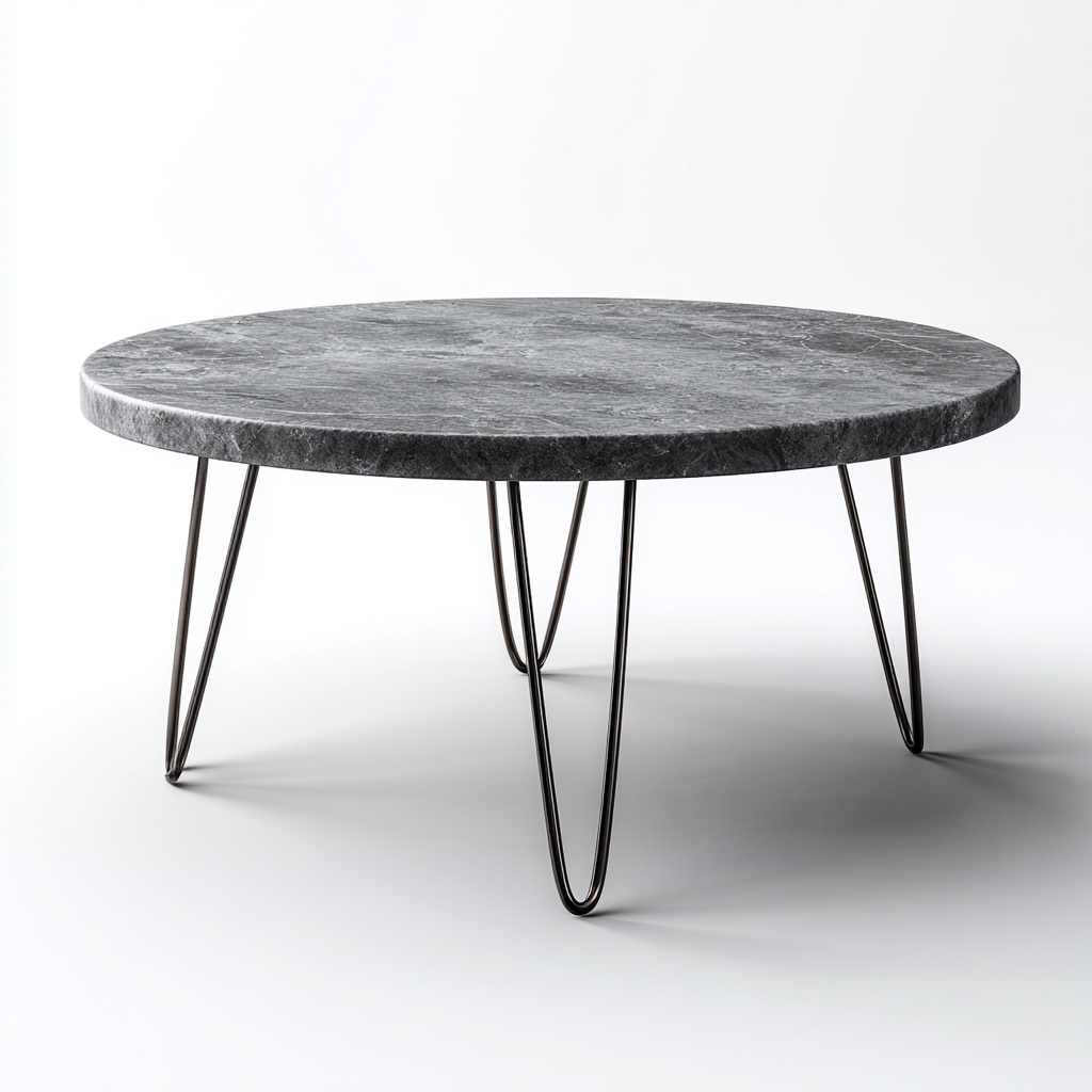 Table basse marbre et métal 80x80x42 cm - gris foncé - style contemporain-Craftete