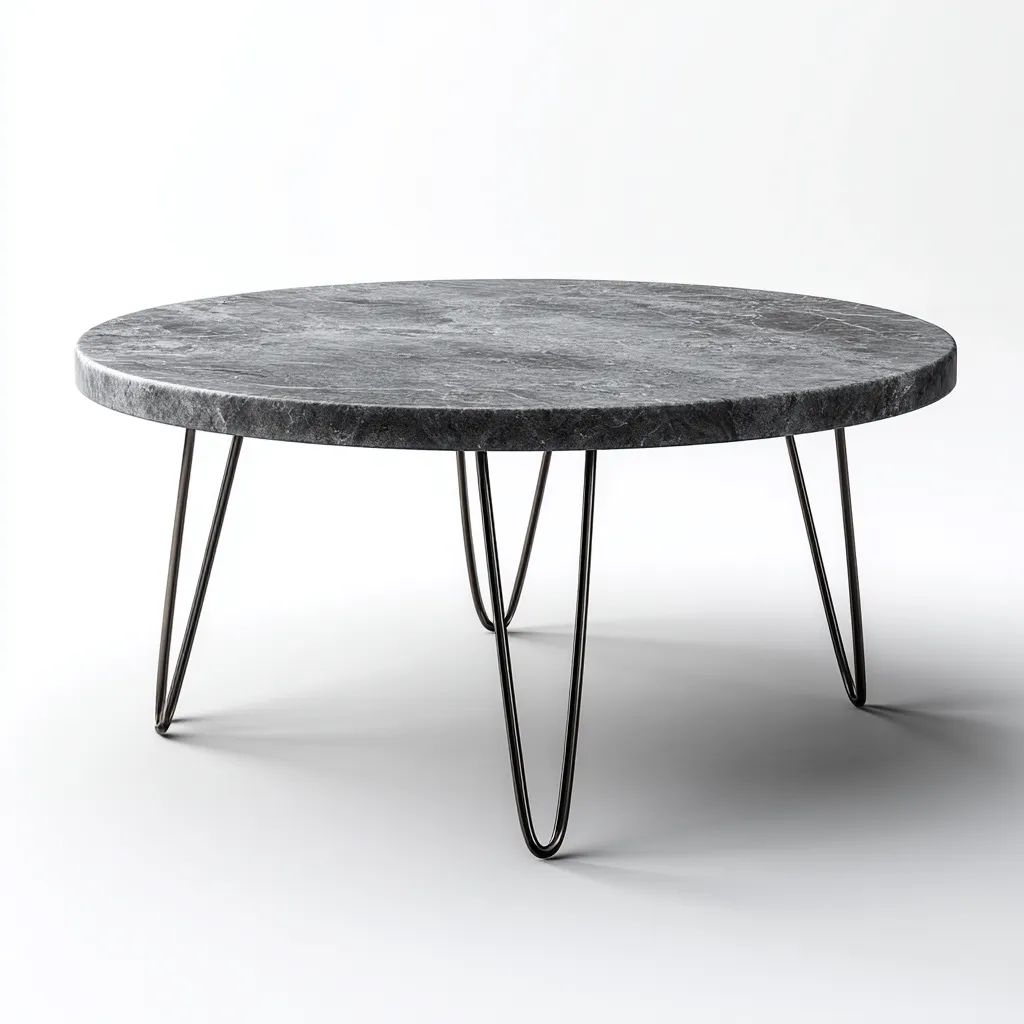 Table basse marbre et métal 80x80x42 cm - gris foncé - style contemporain-Craftete