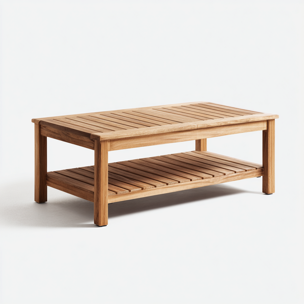 Table de jardin rectangulaire en bois de teck - 110x55x45 cm - marron - style naturel-Craftete