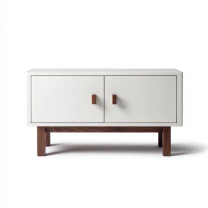 Meuble TV MDF bois 100x40x55 cm blanc-marron style scandinave-Craftete