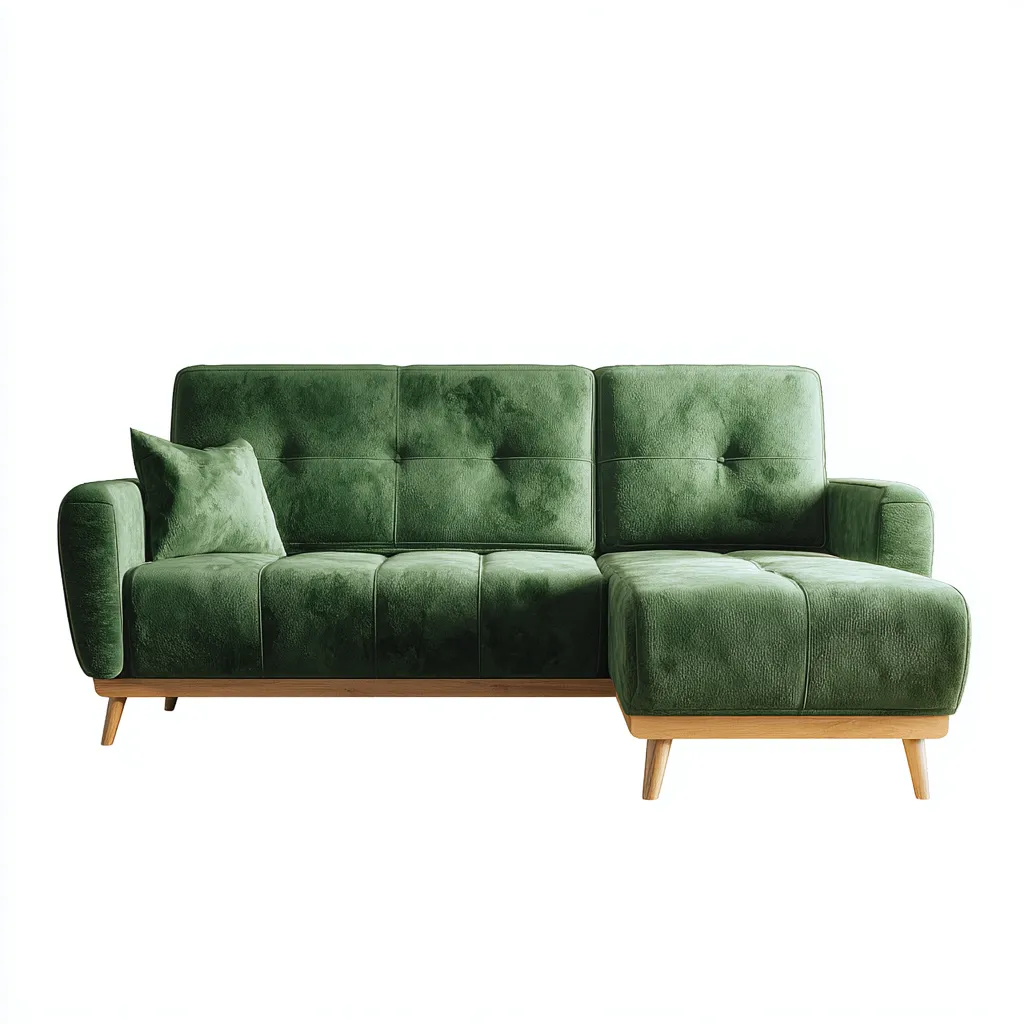 Canapé d'angle en velours 255x165x85 cm - vert - style contemporain scandinave-Craftete