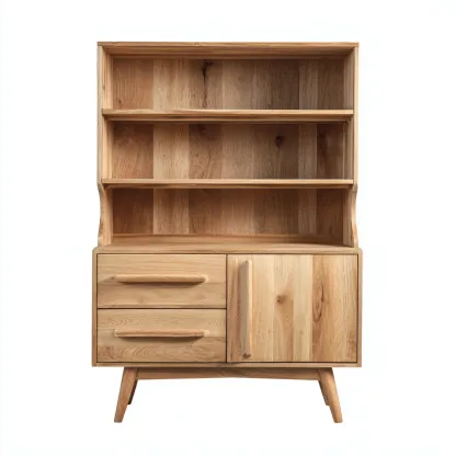 Bibliothèque - Bois de chêne massif 85x40x150 cm - Couleur chêne clair - Style nordique avec espaces de rangement-Craftete