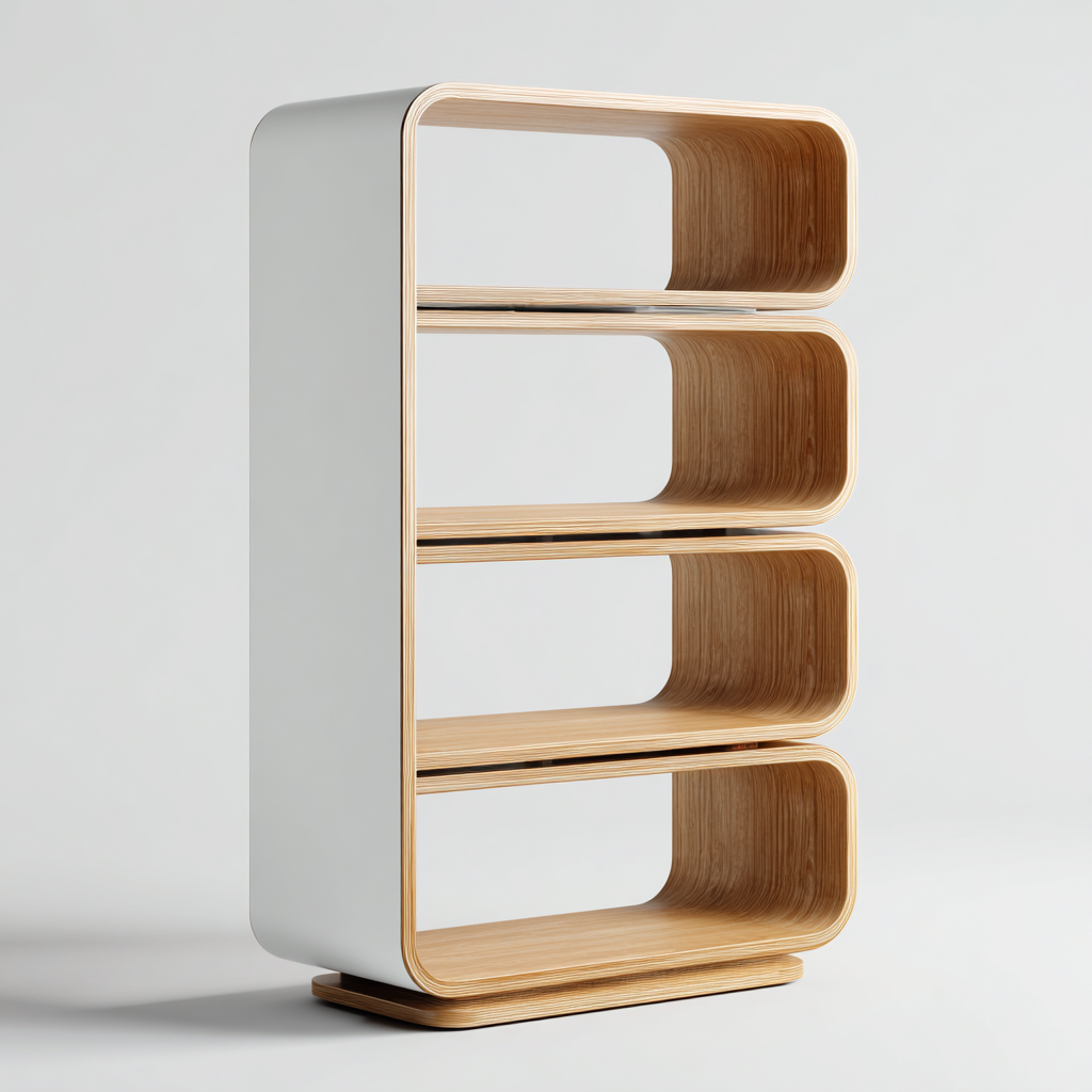 Bibliothèque en bois et MDF 85x35x170 cm - beige - style moderne-Craftete