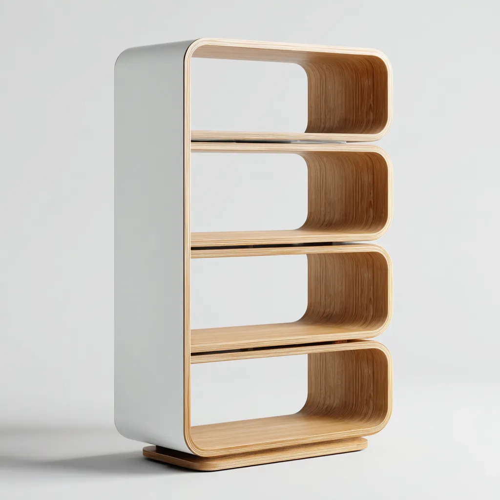 Bibliothèque en bois et MDF 85x35x170 cm - beige - style moderne-Craftete