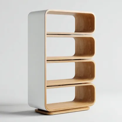 Bibliothèque en bois et MDF 85x35x170 cm - beige - style moderne-Craftete