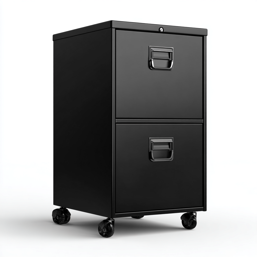 Armoire de bureau en métal 42x55x72 cm - noir - style industriel moderne-Craftete