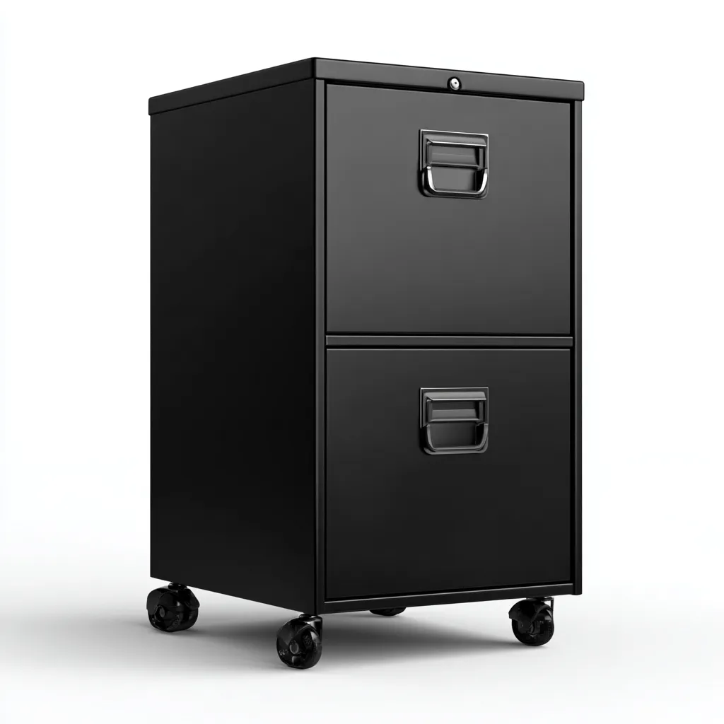 Armoire de bureau en métal 42x55x72 cm - noir - style industriel moderne-Craftete