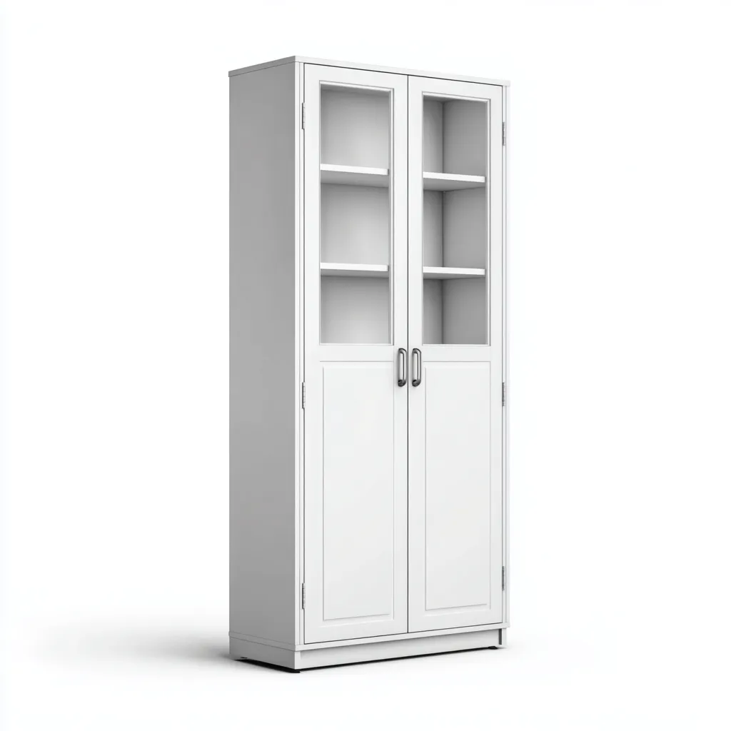 Bibliothèque en bois et verre 90x35x190 cm - blanc - style moderne-Craftete