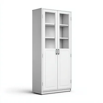 Bibliothèque en bois et verre 90x35x190 cm - blanc - style moderne-Craftete