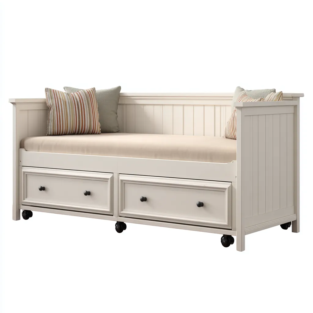 Canapé-lit bois 200x90x85 cm beige style classique-Craftete