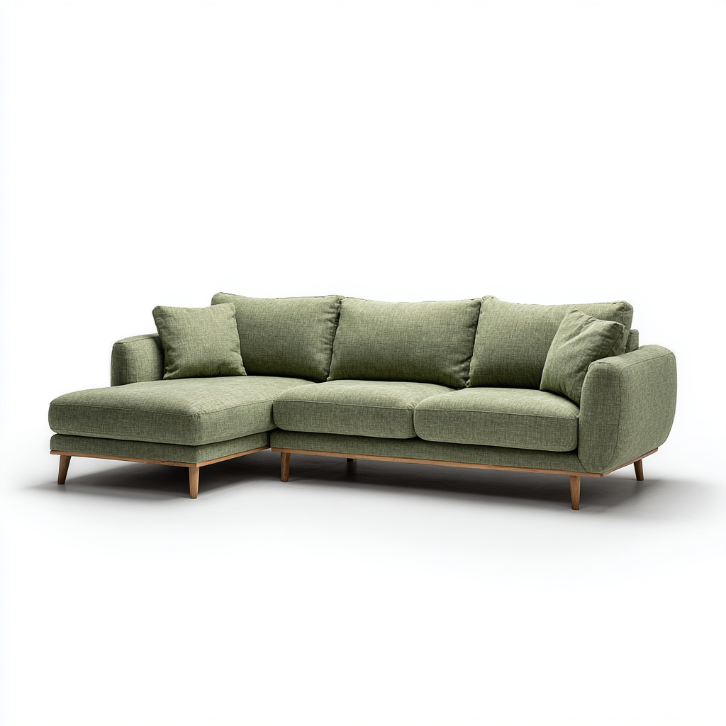 Canapé d'angle en tissu 260x165x85 cm - vert - style scandinave moderne-Craftete