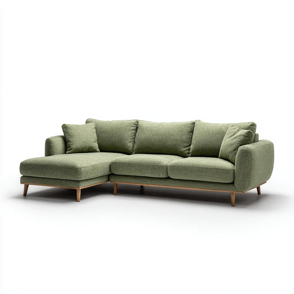 Canapé d'angle en tissu 260x165x85 cm - vert - style scandinave moderne-Craftete