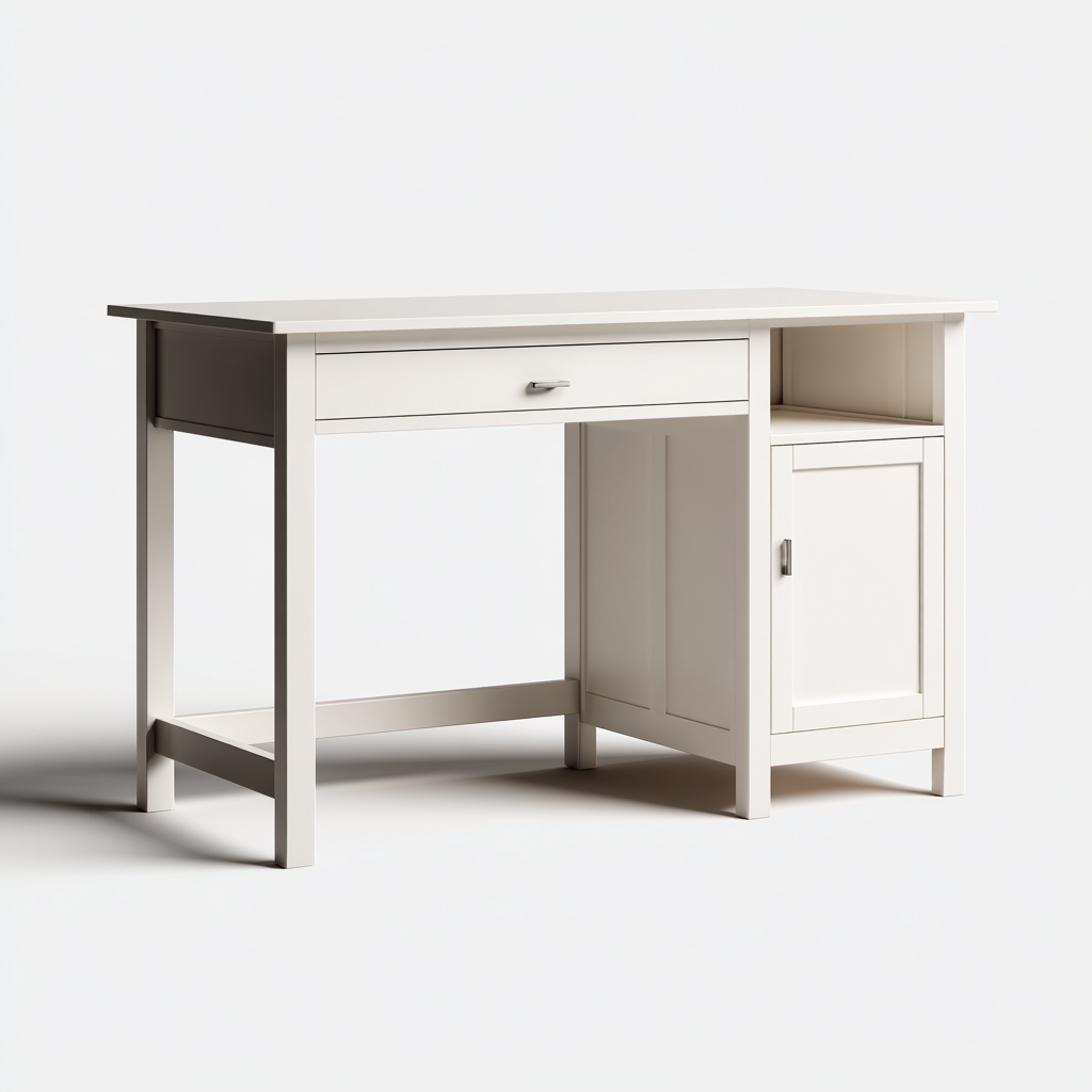 Bureau en bois 130x60x75 cm - blanc - style classique-Craftete
