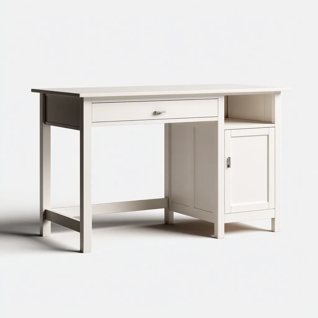 Bureau en bois 130x60x75 cm - blanc - style classique-Craftete