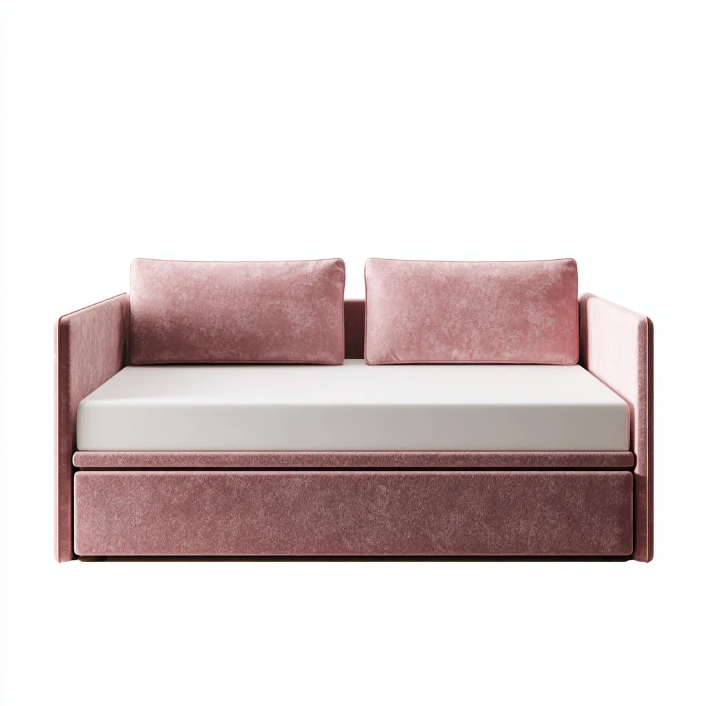 Canapé-lit velours 205x100x90 cm rose style moderne-Craftete