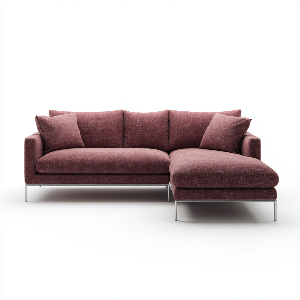 Canapé d'angle en tissu 255x165x84 cm - rouge - style contemporain raffiné-Craftete