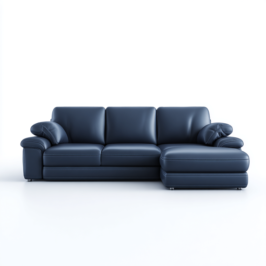 Canapé d'angle en cuir synthétique 265x170x88 cm - bleu - style contemporain-Craftete