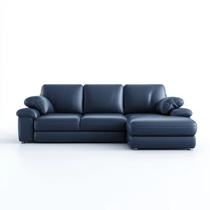 Canapé d'angle en cuir synthétique 265x170x88 cm - bleu - style contemporain-Craftete